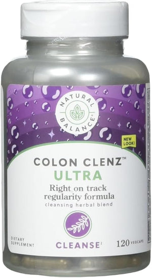 Natural Balance Ultra Colon Clenz | Herbal Colon Cleanse &amp Detox Supplement | Gentle &amp Dependable Overnight Formula | 120 Vegetarian Capsules