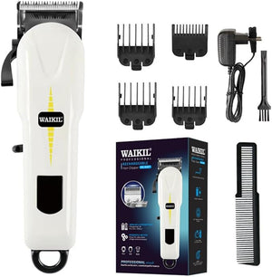 Hair Clippers &amp Trimmer for Men Cordless Rechargeable Clippers for Hair Cutting - 4 Limit Combs Stainless Steel Blades Hair Trimmer Or Barbers SalonWhite