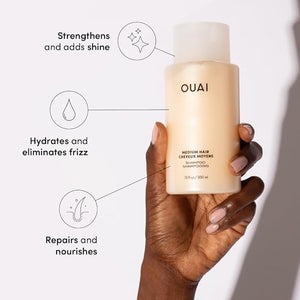 OUAI Medium Hair Shampoo &amp Conditioner Set Travel Size - Hydrating Shampoo &amp Conditioner - With Coconut Oil Babassu Kumquat Extract &amp Keratin - Sulfate Paraben &amp Phthalate Free (3