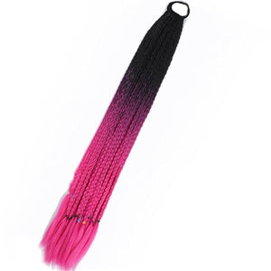 Synthetic Gradient Boxing Braided Ponytail For Girls With Elastic Hair Rubber Bands Hair Accessories Wig Headband Hairpiece