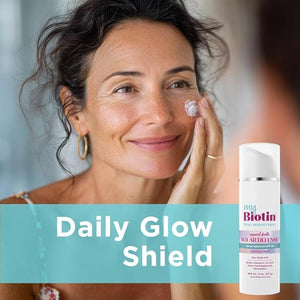 MyBiotin Luxe Sunscreen ? Daily Glow Shield Mineral SPF 50 Face Sunscreen - 24% Zinc Oxide Biotin Vitamin C CoQ10 Polyphenols &amp Resveratrol ? Anti-Aging Broad Spectrum Sun Protection 2 oz.