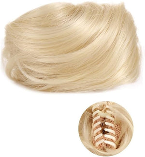 HIHELO 1-Pack Mini Claw Clip Messy Cat Ears Short Synthetic Curly Wavy Bun Extension Wig Claw Clip Women Hair Accessories (Color : 06)