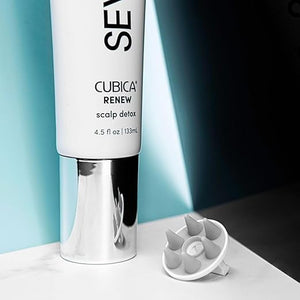 SEVEN Haircare CUBICA RENEW Scalp Detox Haircare Exfoliator Pre-Shampoo Deep Conditioning Hair Mask Treatment for Dry Damaged Hair with Eucalyptus Charcoal Kaolin &amp Papaya Made in USA 4.5 oz