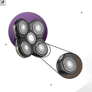 Skull Shaver Baron Replacement Shaver Head Blade - Smooth Close Shave - Wet &amp; Dry Use - Flexible 5-Head Design - Quick Twist Lock - Universal Fit