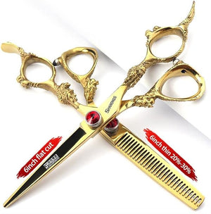 Professional Japanese Hair Scissors - 440C Stainless Steel/Rose Razor With Scissors Bag Gift (6-Inch 2pc-A)