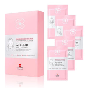 Leaders Insolution AC Clear Skin Clinic Mask | Snail Secretion &amp; Tea Tree Oil for Acne, Redness, Oil Control | 100% Cotton Bemliese Sheet | Balances &amp; Soothes Sensitive Skin (5 Sheets)