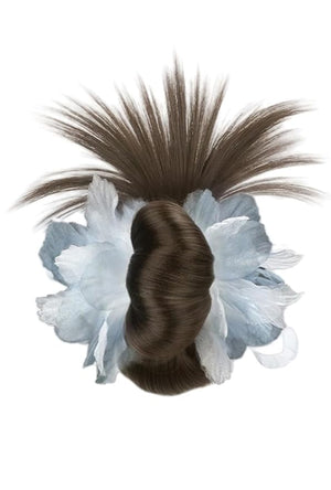 Low Bun Wig Clip on Chicken Feather Bun Hairpiece Natural Low Chignon Ponytail Hair Extensions for Women (Brown)