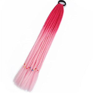 Synthetic Gradient Boxing Braided Ponytail For Girls With Elastic Hair Rubber Bands Hair Accessories Wig Headband Hairpiece