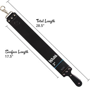 ROYAL SHAVE 3 Latigo Leather Straight Razor Strop with Handle - For Straight Razor Sharpening- Made in USA (Black)