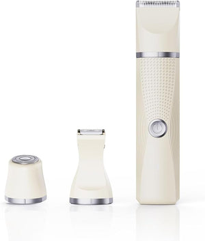 3-in-1 Electric Razor for Women - Waterproof Bikini Trimmer,Rechargeable Electric Shaver for Lady,Pubic Hair Trimmer Women,Personal Trimmer Groomer for Body Hair (Cream)