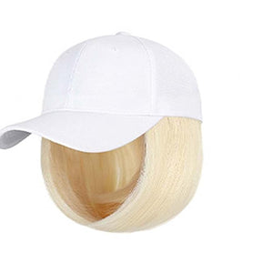 Woman Baseball Cap with Hair Extensions Straight Short Bob Hairstyle Adjustable Wig Hat 14inch Duck Tongue Hat Wig