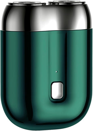 New Model Mini Dual-Head Electric Shaver Upgrade Pocket Shaver Washable Double Head Razor USB Electric Mini Portable Razor Rechargeable Waterproof Compact Electric Shaver(Four Color) (Green)