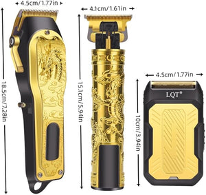 Professional 3-in-1 Haircut and Shaving Set Gold Design LED Display 17 Accessories + Travel Storage Box Equipped with Large Capacity Battery Holiday Gift Men's Gift