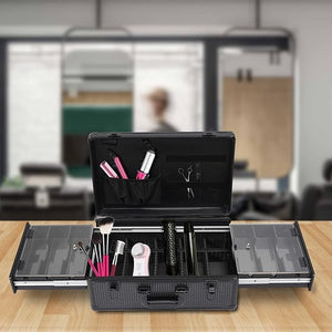 Professional Barber Case Barber Tool Kits Storage Double Layer Travel Barber Tool Box Luxury Carrying Case for Beauty Hair Stylist Pet Groomer with Handle &amp Secure Numlock (Style 5)
