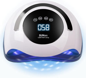 W&amp;H UV LED Curing Lamp, 120W Faster Gel Nail Dryer Professional Nail Dryer Machine with 4 Timer Settings Touch Screen (Sun BQ5T) (White)