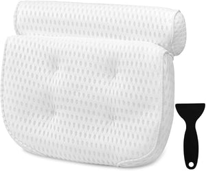 Bath Pillow Bathtub Pillow - Bath Pillows for Tub with Neck Head Shoulder and Back Support - 4D Air Mesh Spa Pillow for Bath - Extra Thick Soft and Quick Dry