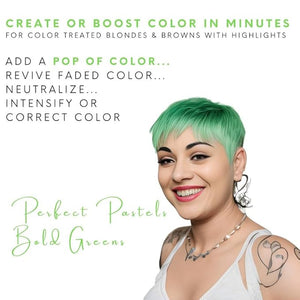 Watercolors by Tressa INTENSE 3-in-1 Color Depositing Shampoo Semi Permanent Hair Color Hair Dye Shampoo for Curly Dry and Normal Hair 8 fl oz - GREEN