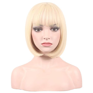 WildCos Short 12 Inches Straight Synthetic Cosplay Wig for Women (blonde)