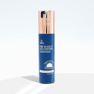 SRILabs Daily Facial Sunscreen - SPF 40 - Anti-Aging with Lipochroman &amp Peptides - Transparent Zinc Oxide - Universal tint &amp Weightless - 1.7 OZ