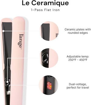 L'ANGE HAIR Le Ceramique 1-Pass Flat Iron Hair Straightener | Fast Heating Ceramic Flat Iron | Best Hot Tools Professional Hair Straightener to Lock in Moisture &amp; Shine | (Blush)