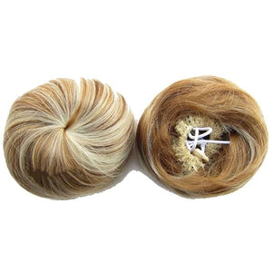 SONGCHAO Fake Hair Bun 1 Pack Donut Bun with Drawstring Ponytail Hair Extensions Synthetic Curly Bun Wig Hair Slices Hair Bun for Women Hair Accessories (Color : 27H613)