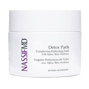 NassifMD Exfoliating Detox Pads | Surgeon-Created AHA/BHA Facial Pads for Deep Cleansing Smoother Texture &amp Glowing Skin | Reduces Pores Firms Brightens