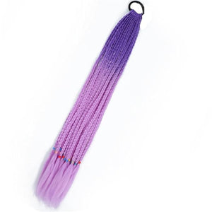 Synthetic Gradient Boxing Braided Ponytail For Girls With Elastic Hair Rubber Bands Hair Accessories Wig Headband Hairpiece