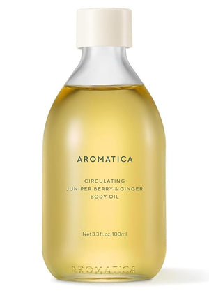 AROMATICA Circulating Body Oil Juniper Berry &amp; Ginger -3.38 fl. oz. - Aromatherapy Massage Oil - Vegan Essential and Non Toxic Oil - After Shower Body Oil for Women