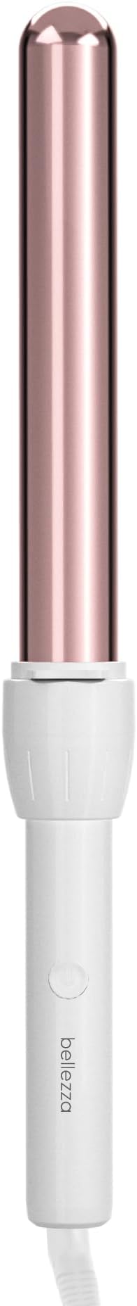 Belleza CurlPro 1 Curling Wand Tourmaline Ceramic Barrel Frizz-Free Gloss Technology Adjustable Heat Max 430¡ÆF Lightweight White Pink Rose