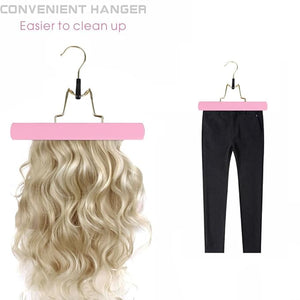 Silk Hair Extension Storage Bag Portable Satin Wig Bags Storage Bags with Hanger for Hairpieces Wooden Hanger Carrier Satin Bags for Wigs Hair Display