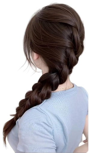 Ponytail Extension Claw Clip in Braided Ponytail Hair Extensions Synthetic Braids Pony Tail Hairpiece for Women (Brown Black)
