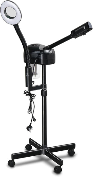 Professional Facial Steamer On Wheels 2 in 1 Facial Steamer with 3X Magnifying Lamp Esthetician Steamer Face Spa Mist Steam for Home Beauty Salon Personal Skin Care Deep Cleaning