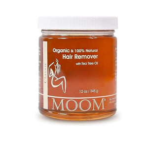 MOOM Organic Sugar Wax with Tea Tree Oil 12 oz Jar Hair Removal for Bikini Brazilian Face &amp Legs - Soft Wax for Sensitive Skin Wax Beads Alternative For Women &amp Men (Strips &amp Sticks N