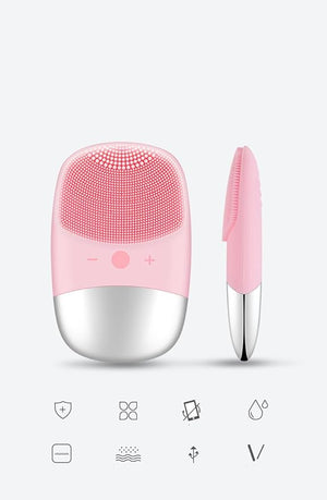 Generic Mini Silicone Electric Face Cleansing Brush Electric Facial Cleanser Brush Skin Massager Skin Care Tools, Pink