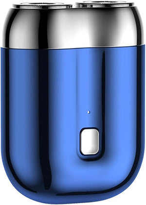New Model Mini Dual-Head Electric Shaver Upgrade Pocket Shaver Washable Double Head Razor USB Mini Portable Razor Rechargeable Waterproof Compact (Four Color) (Blue)