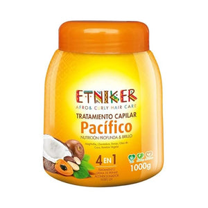 ETNIKER PACIFICO Hair Treatment for Afro Curly &amp Wavy Hair | 4-in-1 Deep Conditioner Styling Cream UV Protection &amp Repair Mask | with Peach Palm Borojo Coconut Oil &amp Vegetable Keratin