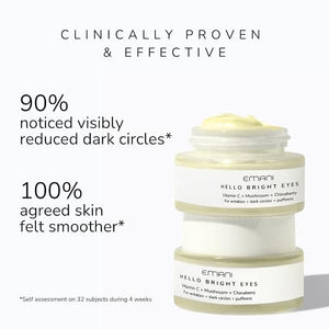 Emani Hello Bright Eyes - Vitamin C Super Eye Cream - Caffeine and Turmeric, Anti-Aging Eye Cream for Dark Circles, Puffiness, Wrinkles, Firming, Hydrating &amp; Smoothing - Reduce Fine Lines 1 oz 30m