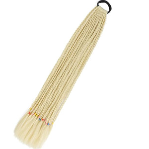 Synthetic Gradient Boxing Braided Ponytail For Girls With Elastic Hair Rubber Bands Hair Accessories Wig Headband Hairpiece