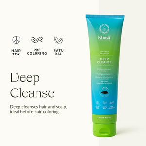 KHADI DEEP CLEANSE Ayurvedic Clarifying Shampoo - Intensive clarifying deep cleansing of hair &amp; scalp - 100% natural &amp; silicone-free - 5 fl oz