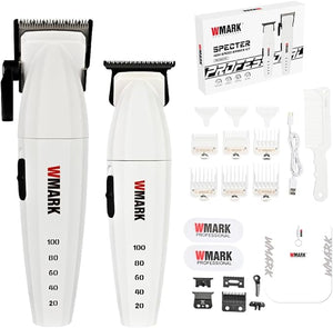 WMARK Professional 9000 RPM Hair Clipper &amp Trimmer Set for Men &amp Barbers - Zinc Alloy Ergonomic Design Complete Accessories Gift Box NG-8632KIT