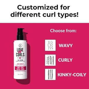 Love Ur Curls - Shampoo Conditioner Kinky-Coily All In One Styler to repair define and hydrate hair and Irish Sea Moss Gel for touchable hold