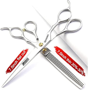 SHARONDS 7.5 Inch Stainless Steel Professional Barber Scissors Hair Thinning Scissors Hairdresser or Home Hairdresser Variant/Hybrid (7.5 inch-2pc)
