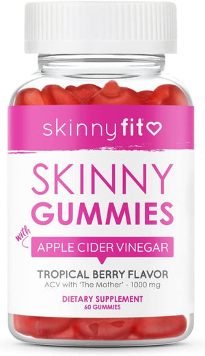 SkinnyFit Skinny Gummies Apple Cider Vinegar Gummies w/ The Mother Healthy Weight Immune Support Vitamin B9 B12 Beetroot Pomegranate Vegan-Friendly 60 Count