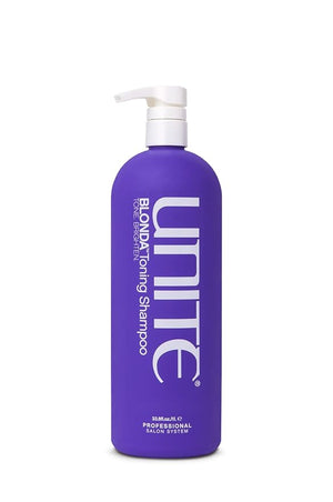 UNITE Hair - BLONDA Toning Shampoo - Purple Formula to Neutralize Brassiness &amp Brighten Blonde Tones - Ideal for Highlighted &amp Color-Treated Hair 33 Fl Oz