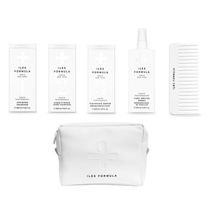 ILES FORMULA Extension Pack ? Shampoo + Conditioner + Finishing Serum + Curl Revive Spray &amp; Conditioner Distribution Comb in Faux Leather Beauty Bag (6-Piece Set) - Sulfate, Silicone &amp; Paraben