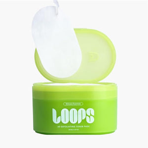 LOOPS Exfoliating Toner - Refine Resurface and Rebalance Skin - Pre-soaked Bamboo Pad - Skincare Toners for Face - Exfoliatings Treatment Toner - Exfoliating Pads - Gifts for Women Stocking Stuffer