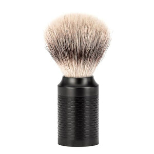 M?HLE ROCCA Jet Black Stainless Steel Silvertip Fibre Shaving Brush