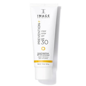 IMAGE Skincare PREVENTION+ Clear Solar Gel SPF 30 Sunscreen Broad Spectrum Transparent Weightless Finish and No White Cast Perfect Travel Size 1.5 oz