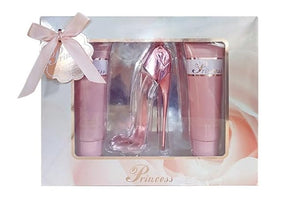 META-BOSEM 2 Sets (Prinss Gold+Prinss Pink) of Women's Fragrance Set - Sweet Floral Scent - Great Holiday Gift - a High-Heel Classic Bottle (90ml Shower Gel+50ml EDT+90ml Body Lotion)