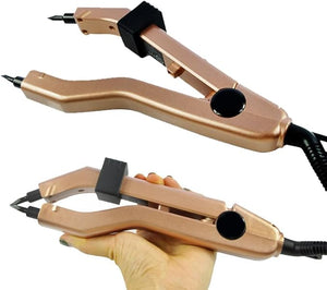 Hair Extensions Tool Temperature Change Professional Even Heating Heat Iron Connector Easy to Clean Stylish for Hair Salon Rose Gold Sharp Tips (US Plug) (Rose Gold)